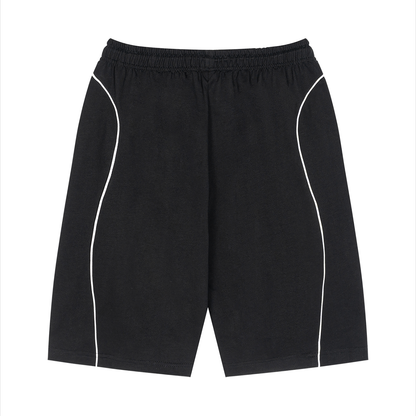 Unisex Piping Drawstring Shorts