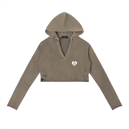 Vintage Washed Raw Edge Hoodie