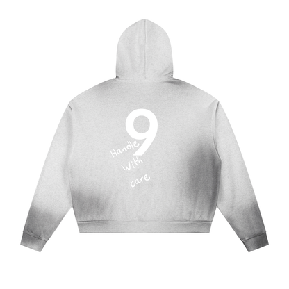 Sun Fade Frayed Raw Edge Fleece Zip Hoodie