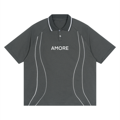 Unisex Raglan Piping Polo Shirt