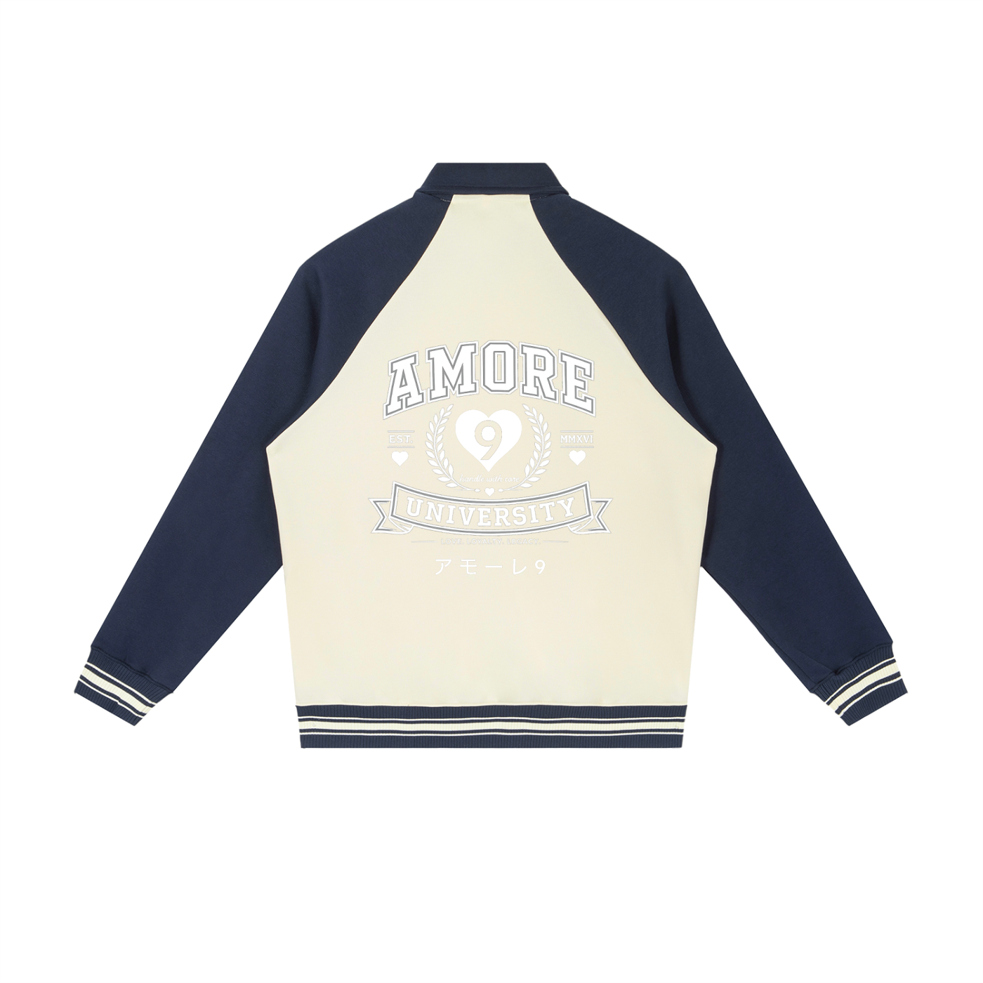 Amore Raglan Sleeve Baseball Jacket