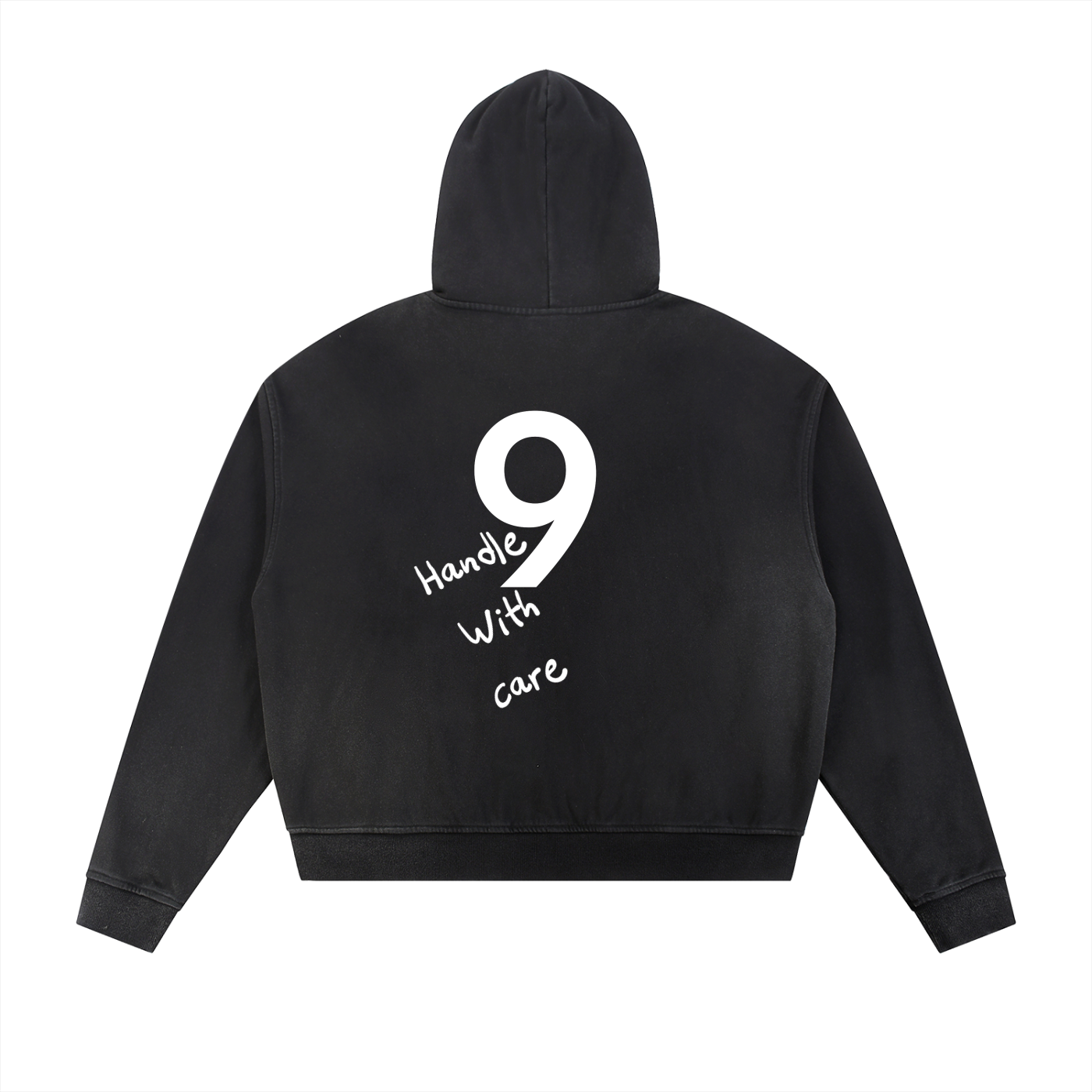 Sun Fade Frayed Raw Edge Fleece Zip Hoodie