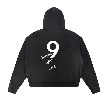 Sun Fade Frayed Raw Edge Fleece Zip Hoodie