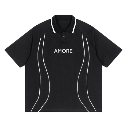Unisex Raglan Piping Polo Shirt