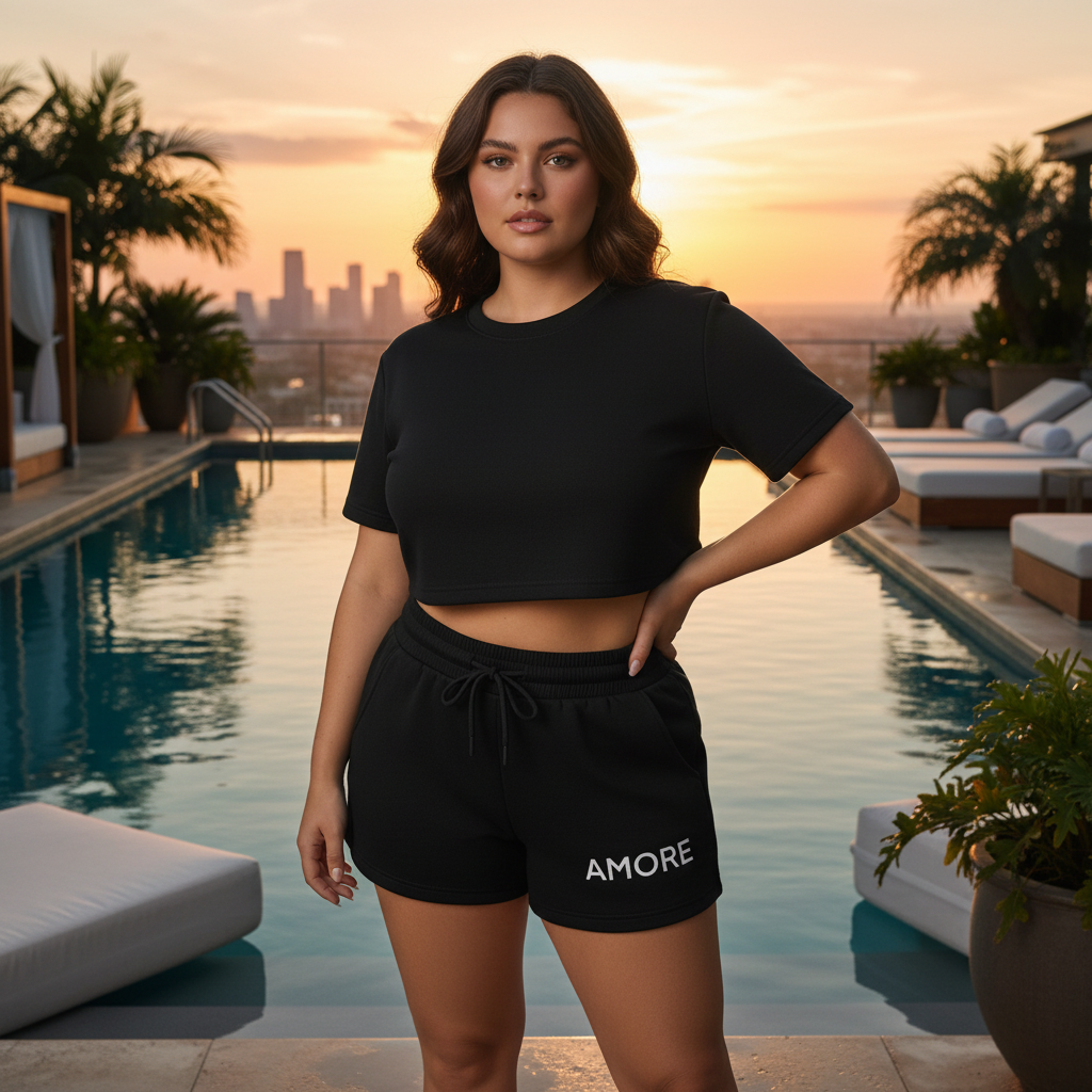 Amore Black Shorts — Front