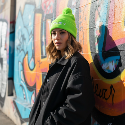 Amore Pom-Pom Beanie - Neon Green
