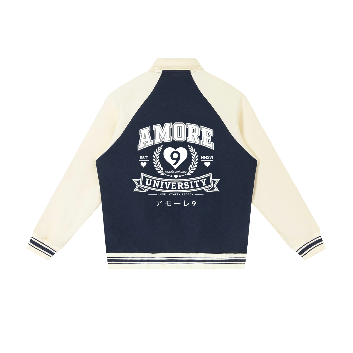 Amore Raglan Sleeve Baseball Jacket