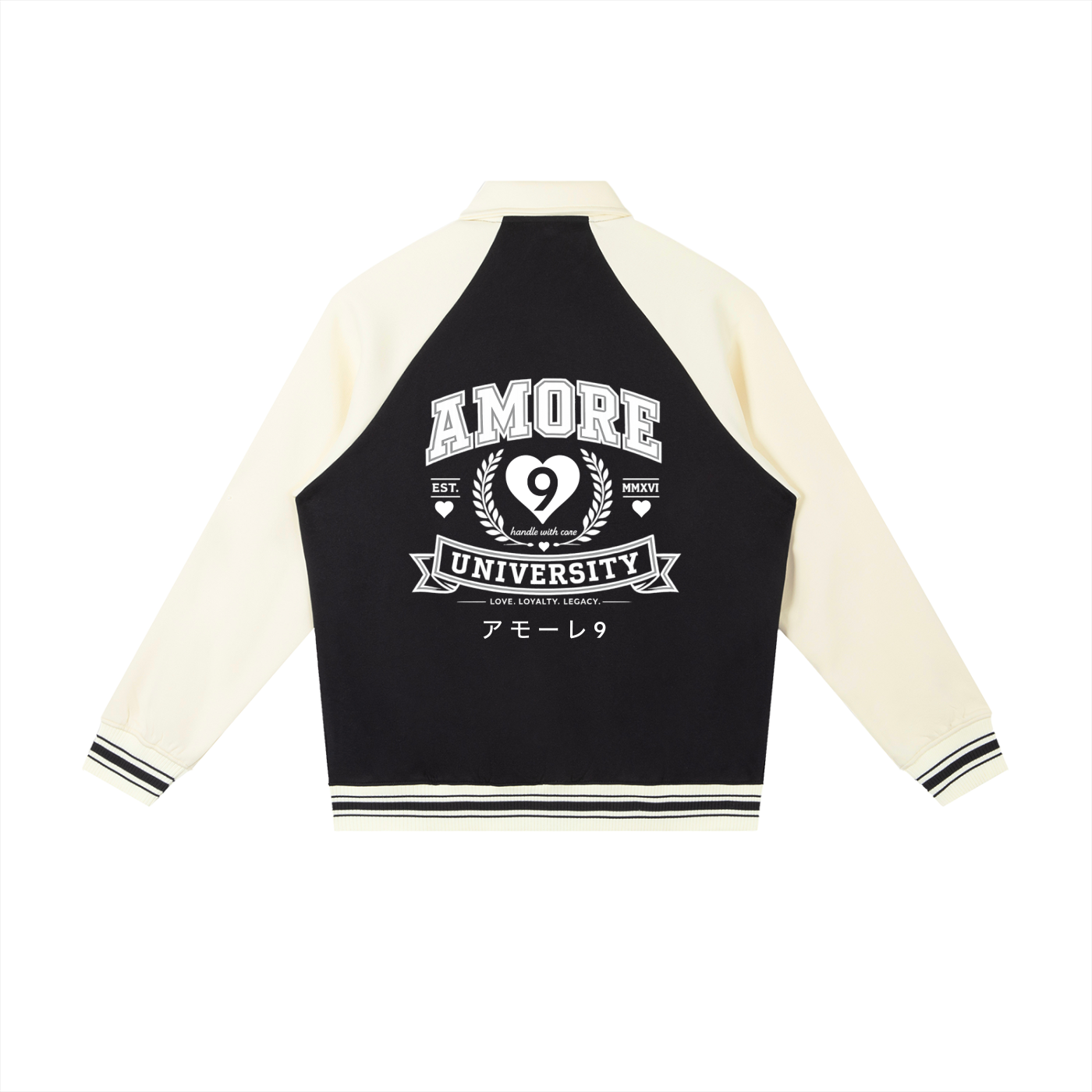 Amore Raglan Sleeve Baseball Jacket