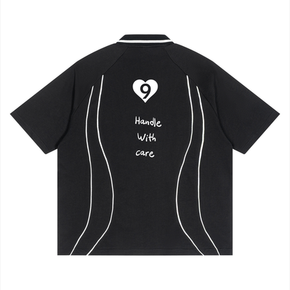 Unisex Raglan Piping Polo Shirt